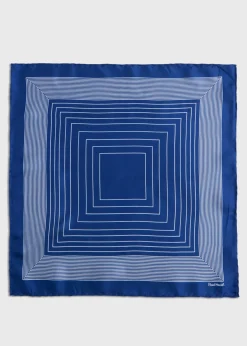 Paul Stuart Pocket Squares^Square Pattern Silk Pocket Square Blue