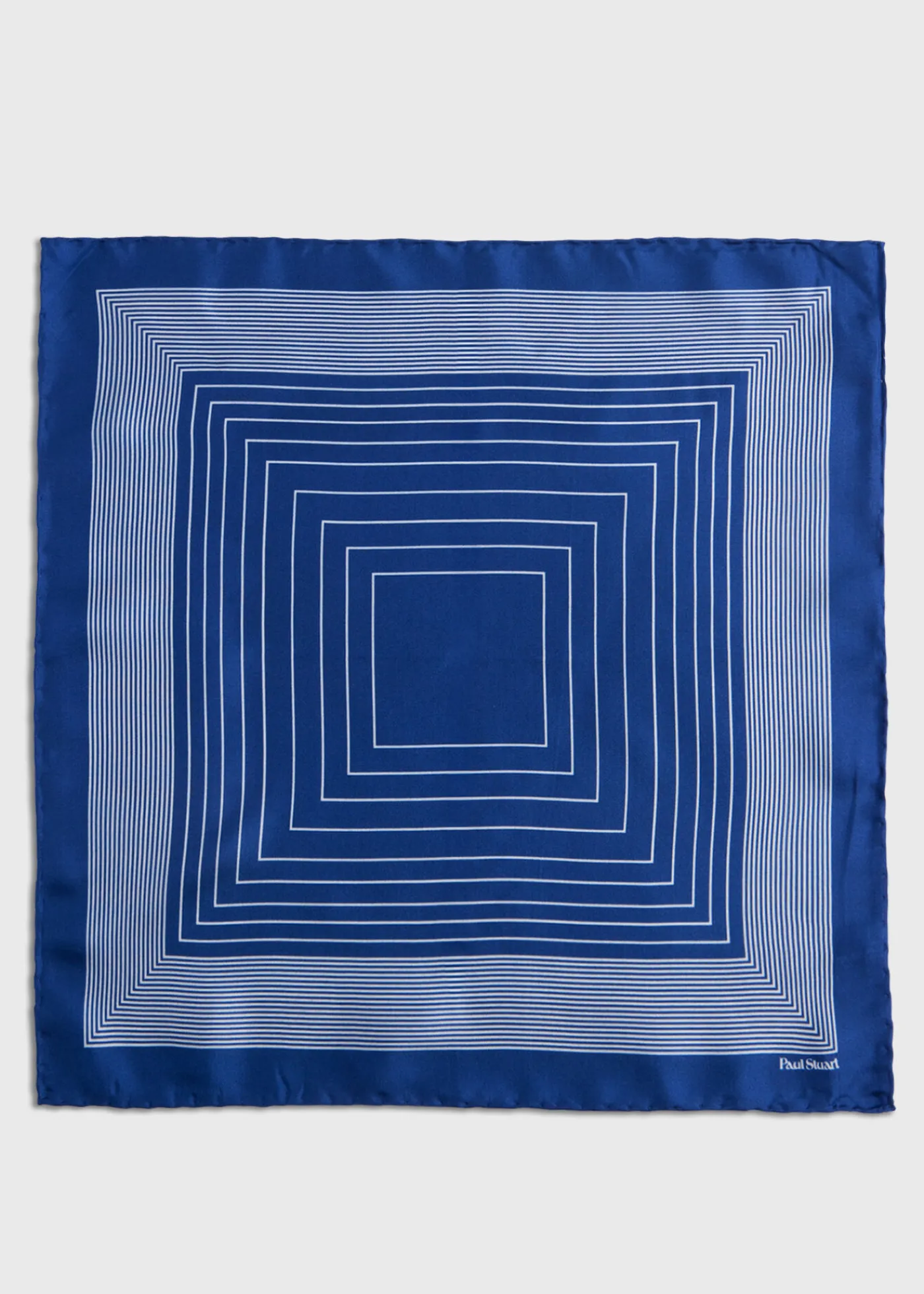 Paul Stuart Pocket Squares^Square Pattern Silk Pocket Square Blue