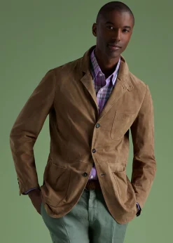 Paul Stuart Outerwear^Stand Collar Suede Jacket Toffee