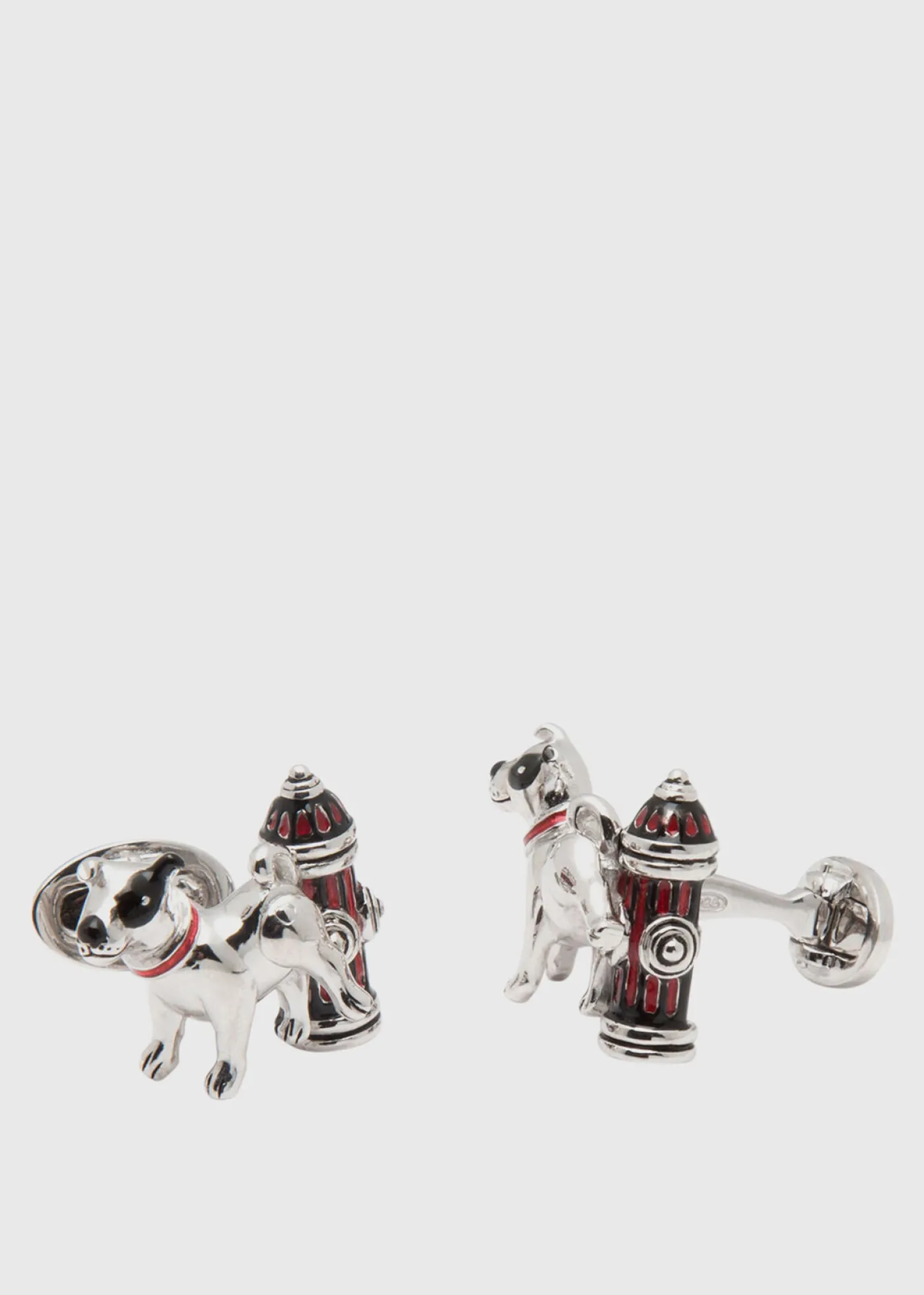 Paul Stuart Jewelry^Sterling Dog And Hydrant Red/Sterling