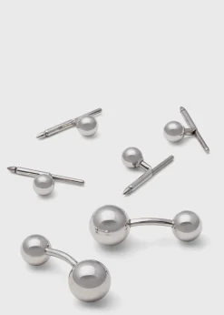 Paul Stuart Jewelry^Sterling Ball Cufflink & Stud Set Silver