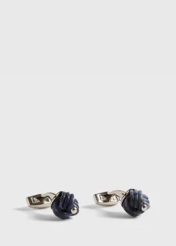 Paul Stuart Jewelry^Sterling Silver With Sodalite Carved Knot Cufflinks Blue