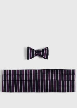 Paul Stuart Ties|Formal Shop^Striped Bow Tie And Cummerbund Set Purple/Black
