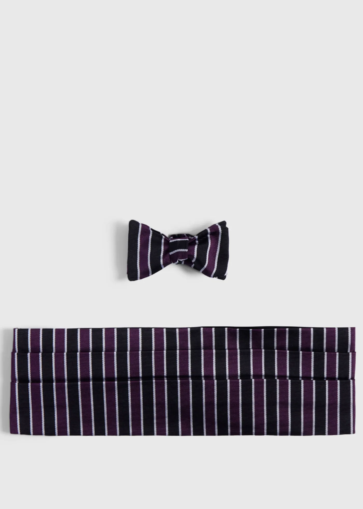 Paul Stuart Ties|Formal Shop^Striped Bow Tie And Cummerbund Set Purple/Black