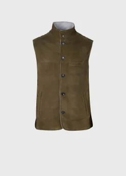 Paul Stuart Vests|Outerwear^Suede Button Vest Olive