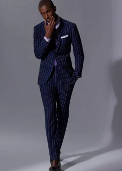 Paul Stuart Suits & Tuxedos^Super 130s Stripe Suit Blue