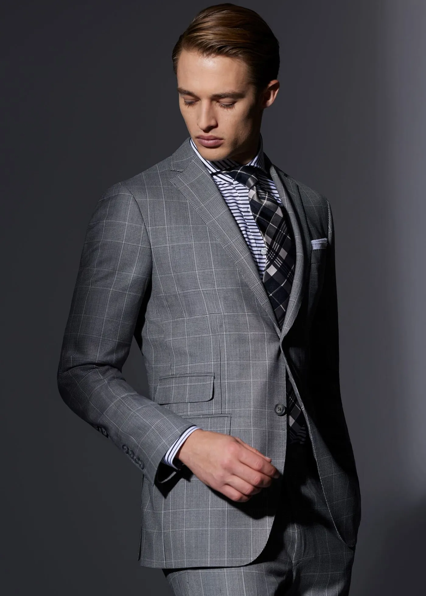 Paul Stuart Suits & Tuxedos^Super 120s Wool Plaid Suit Grey
