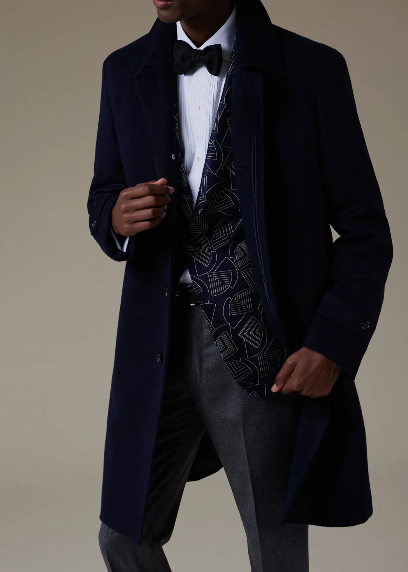Paul Stuart Overcoats|Outerwear^Super 180s Wool Raincoat Navy