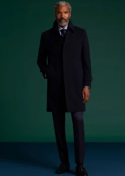 Paul Stuart Overcoats|Outerwear^Super 180s Wool Raincoat Navy