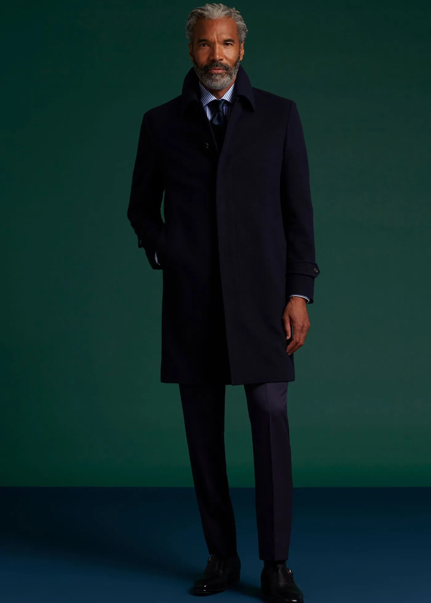 Paul Stuart Overcoats|Outerwear^Super 180s Wool Raincoat Navy