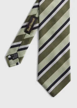 Paul Stuart Ties^Three Color Repp Stripe Tie Olive