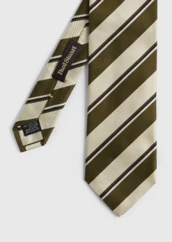 Paul Stuart Ties^Two Color Repp Stripe Tie Olive