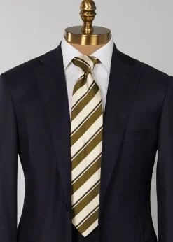 Paul Stuart Ties^Two Color Repp Stripe Tie Olive