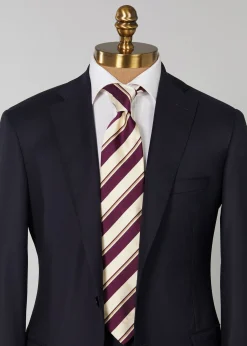 Paul Stuart Ties^Two Color Repp Stripe Tie Purple