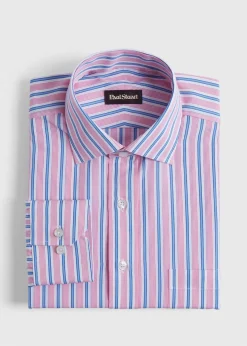 Paul Stuart Dress Shirts^Variegated Stripe Cotton Dress Shirt Pink