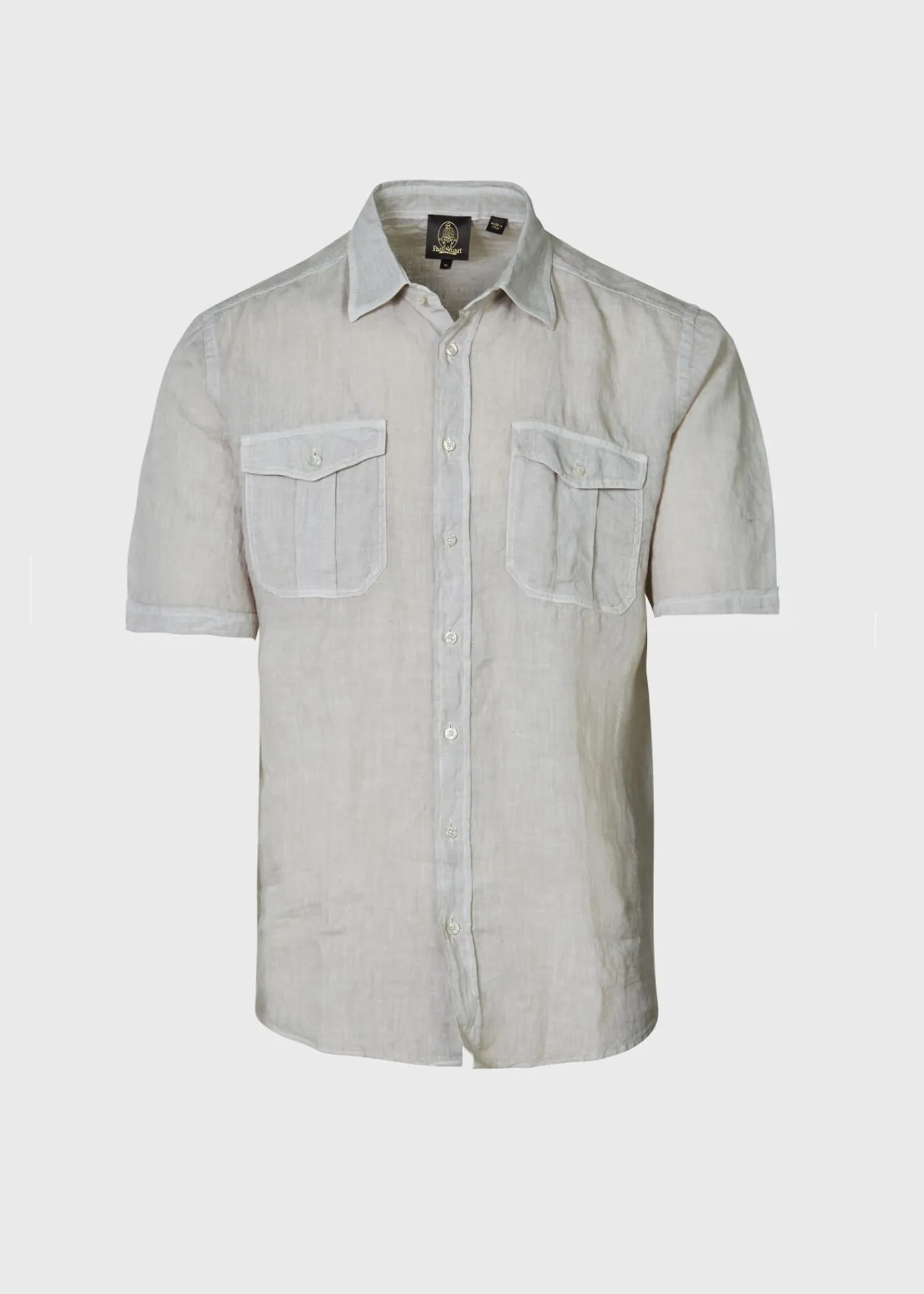 Paul Stuart Sport Shirts^Washed Linen Military Style Shirt Stone