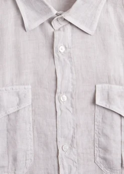 Paul Stuart Sport Shirts^Washed Linen Military Style Shirt Stone