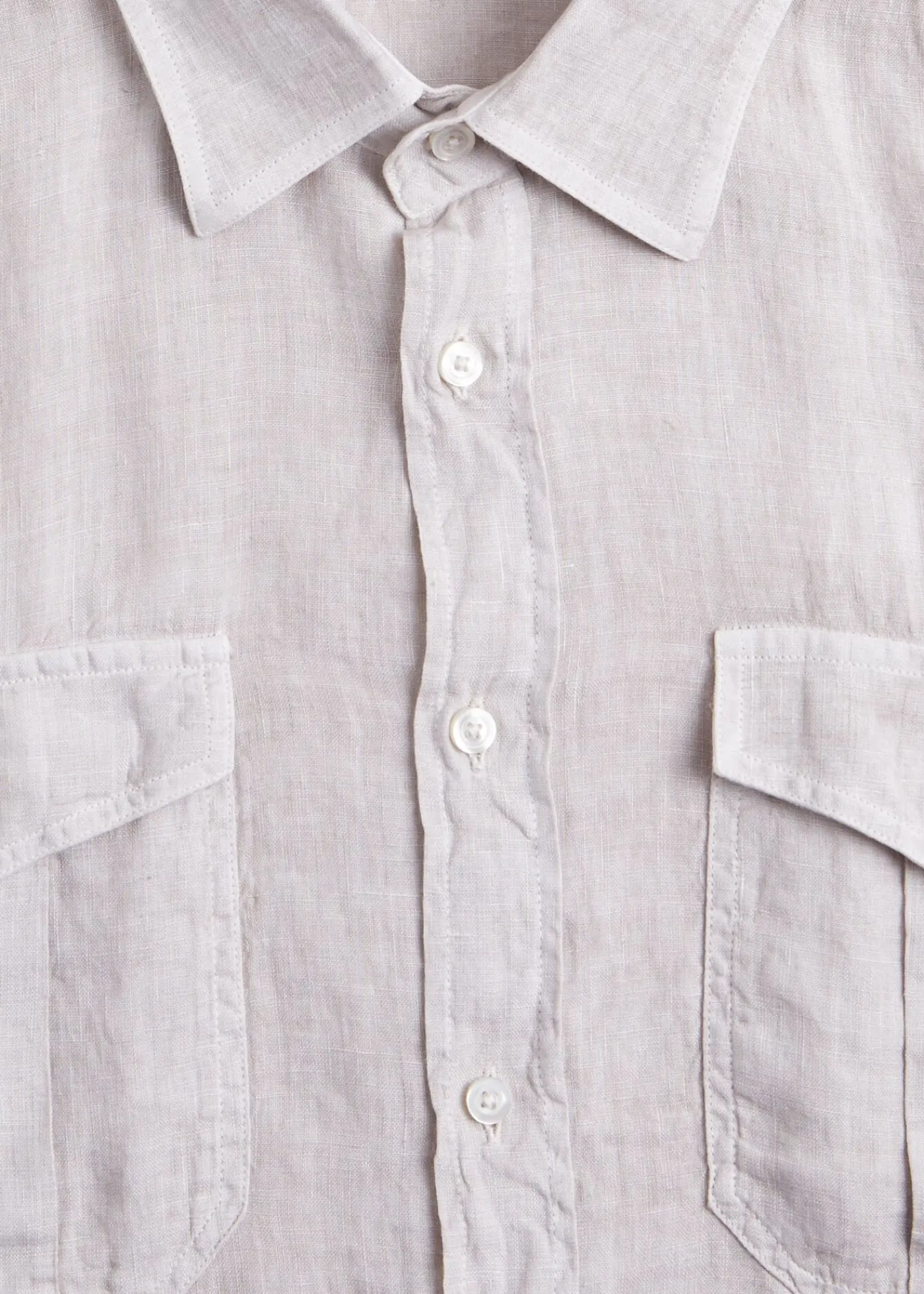 Paul Stuart Sport Shirts^Washed Linen Military Style Shirt Stone