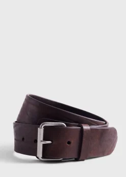 Paul Stuart Belts^Wide Vintage Leather Belt Dark Brown