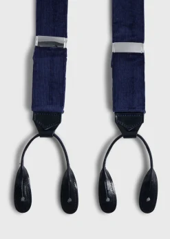 Paul Stuart Suspenders^Wide Wale Corduroy Braces Navy