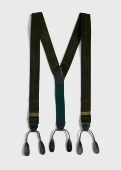 Paul Stuart Suspenders^Wide Wale Corduroy Braces Olive