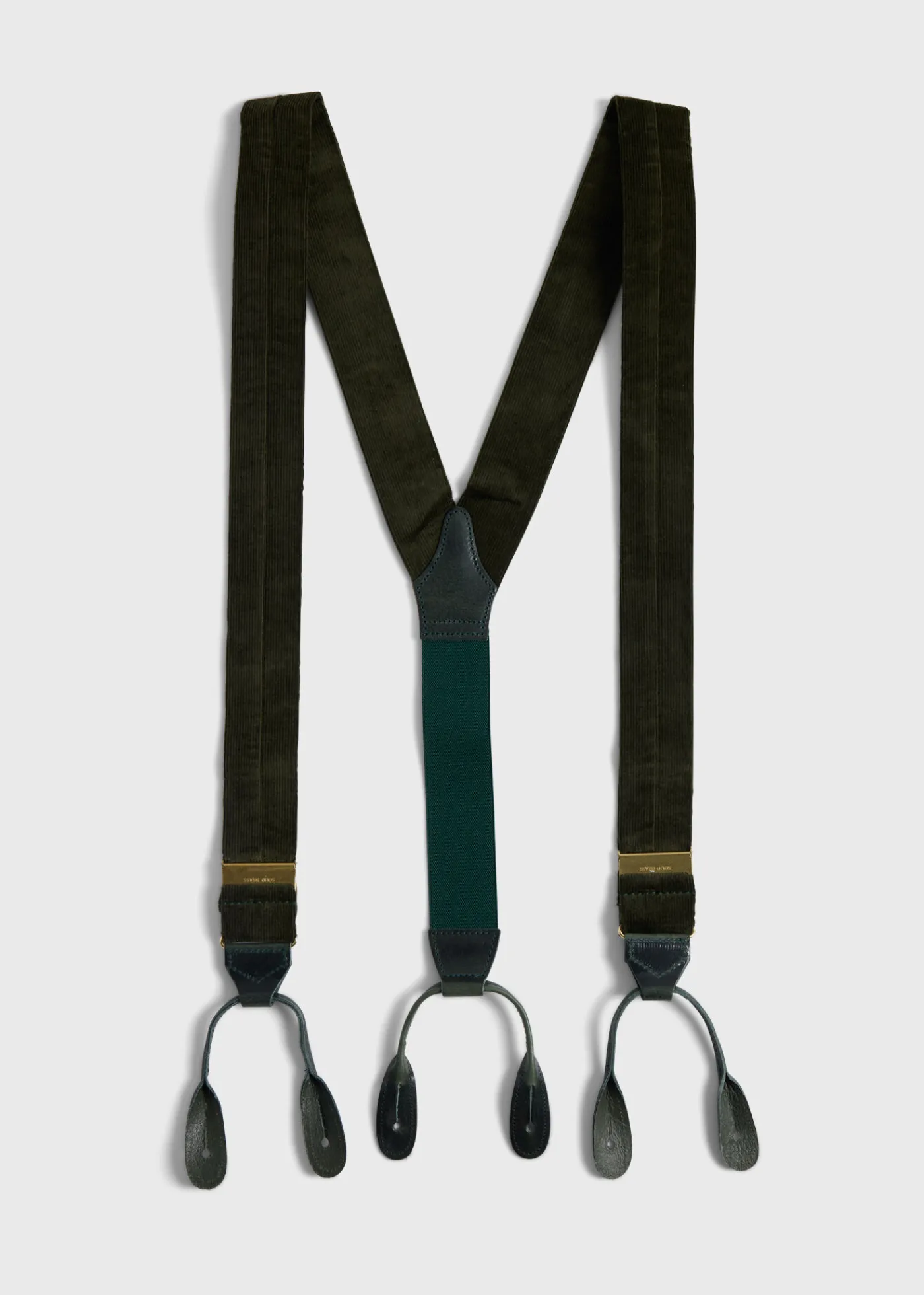 Paul Stuart Suspenders^Wide Wale Corduroy Braces Olive