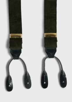 Paul Stuart Suspenders^Wide Wale Corduroy Braces Olive