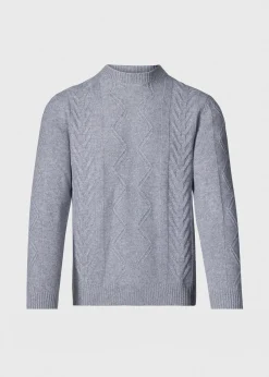 Paul Stuart Sweaters^Wool & Cashmere Cable Crewneck Sweater Mid Grey