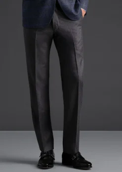 Paul Stuart Formal Shop|Dress Pants^Wool & Cashmere Flannel Pant Charcoal
