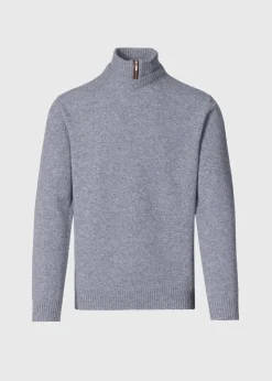Paul Stuart Sweaters^Wool & Cashmere Mock Neck Zip Sweater Grey
