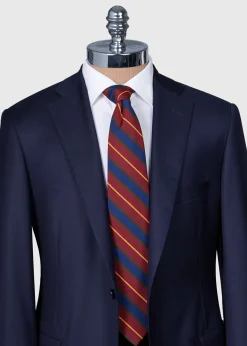 Paul Stuart Ties^Wool & Cotton Stripe Tie Burgundy