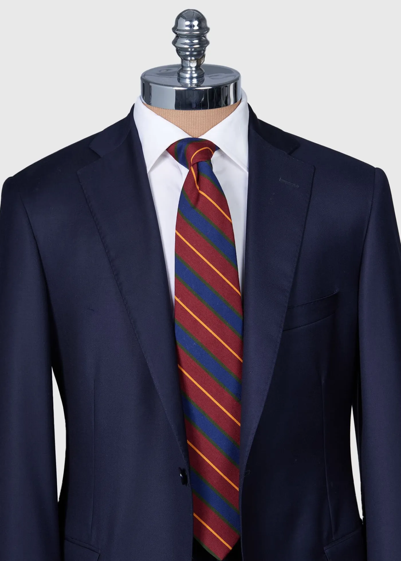 Paul Stuart Ties^Wool & Cotton Stripe Tie Burgundy