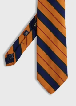 Paul Stuart Ties^Wool & Cotton Stripe Tie Gold
