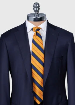 Paul Stuart Ties^Wool & Cotton Stripe Tie Gold