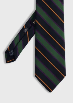 Paul Stuart Ties^Wool & Cotton Stripe Tie Green