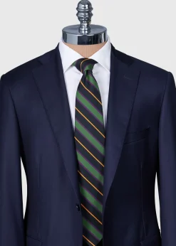 Paul Stuart Ties^Wool & Cotton Stripe Tie Green