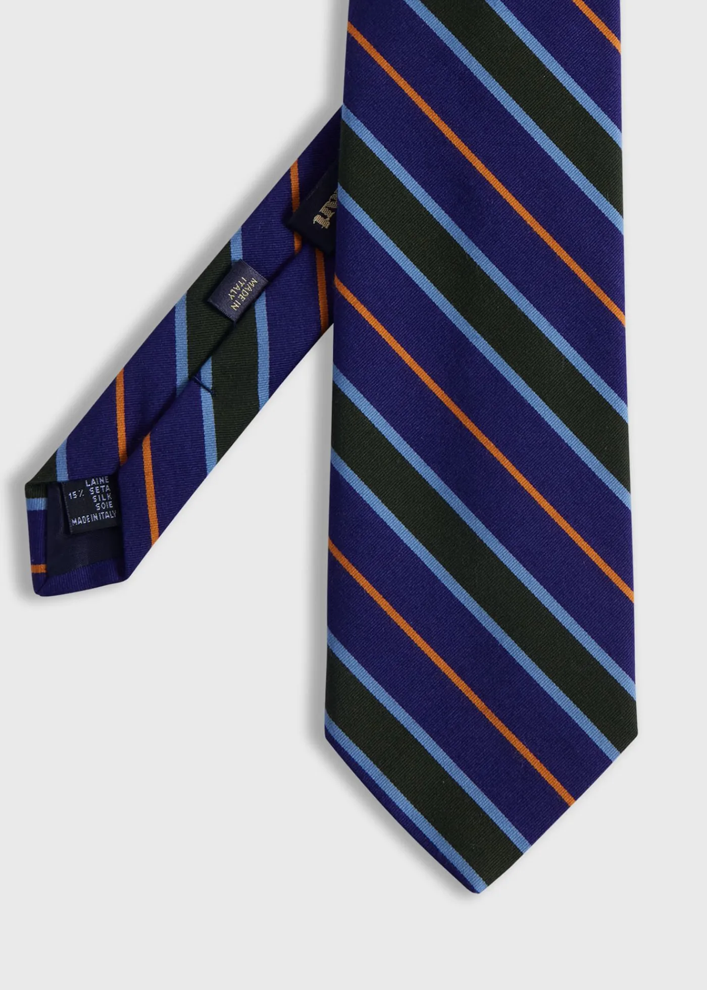 Paul Stuart Ties^Wool & Cotton Stripe Tie Navy