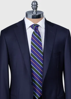 Paul Stuart Ties^Wool & Cotton Stripe Tie Navy