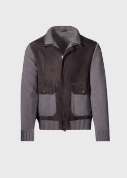 Paul Stuart Outerwear^Wool And Suede Bomber Jacket Brown