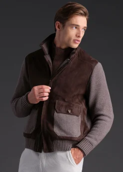 Paul Stuart Outerwear^Wool And Suede Bomber Jacket Brown