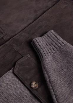 Paul Stuart Outerwear^Wool And Suede Bomber Jacket Brown