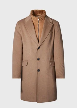 Paul Stuart Outerwear^Wool Coat With Shearling Gilet Camel