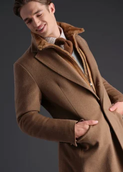 Paul Stuart Outerwear^Wool Coat With Shearling Gilet Camel