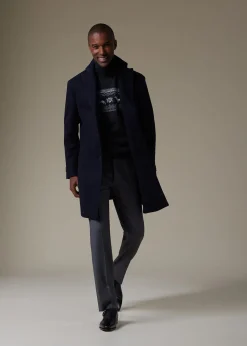 Paul Stuart Outerwear^Wool Herringbone Coat Navy