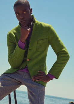 Paul Stuart Blazers & Jackets|Outerwear^Wool Knit Raw Edge Jacket Green