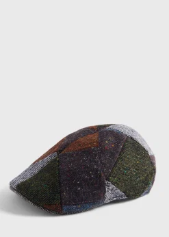 Paul Stuart Scarves, Hats, Gloves^Wool Patchwork Pub Cap Blue/Grey