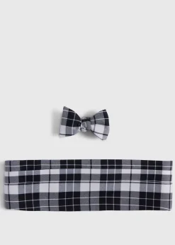 Paul Stuart Ties|Formal Shop^Wool Plaid Bow Tie And Cummerbund Set Black/White