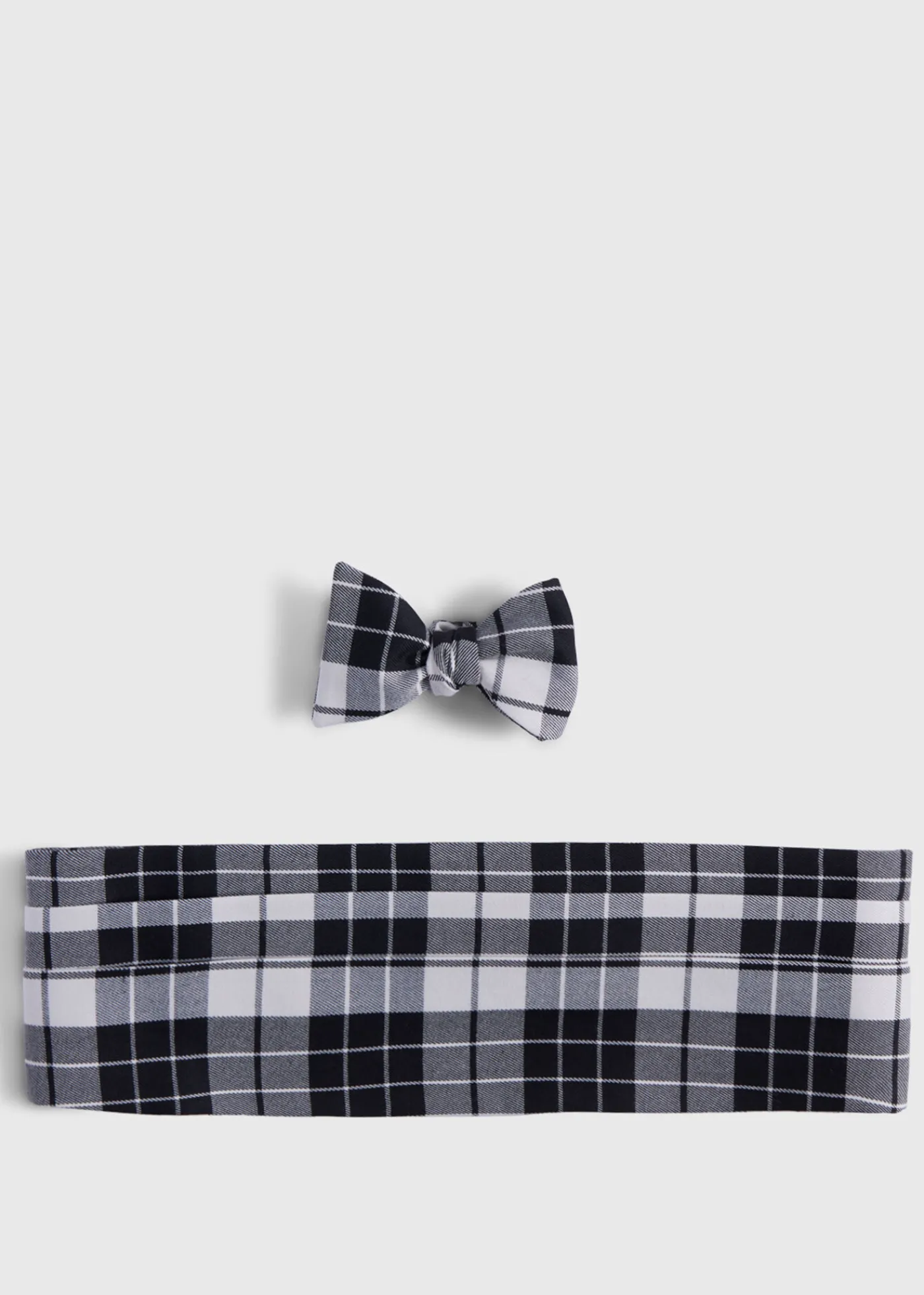 Paul Stuart Ties|Formal Shop^Wool Plaid Bow Tie And Cummerbund Set Black/White