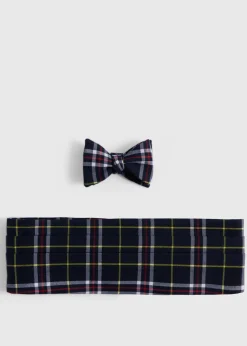 Paul Stuart Ties|Formal Shop^Wool Plaid Bow Tie And Cummerbund Set Charcoal/Red