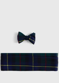 Paul Stuart Ties|Formal Shop^Wool Plaid Bow Tie And Cummerbund Set Green/Yellow
